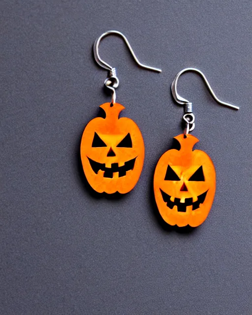 Image similar to spooky jack'o'lantern, 2 d lasercut earrings,