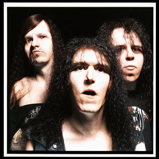 Prompt: 1 9 8 0 s death metal band promo photo, fine detailed, photorealistic, portrait