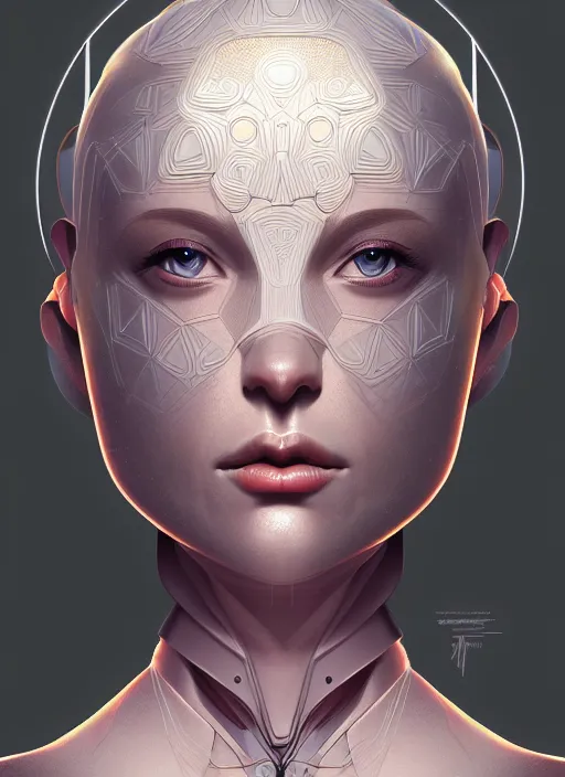 Prompt: symmetry, portrait of female android, intricate, elegant, highly detailed, digital painting, artstation, concept art, smooth, sharp focus, illustration, art by fra angelico and greg ruthkowski