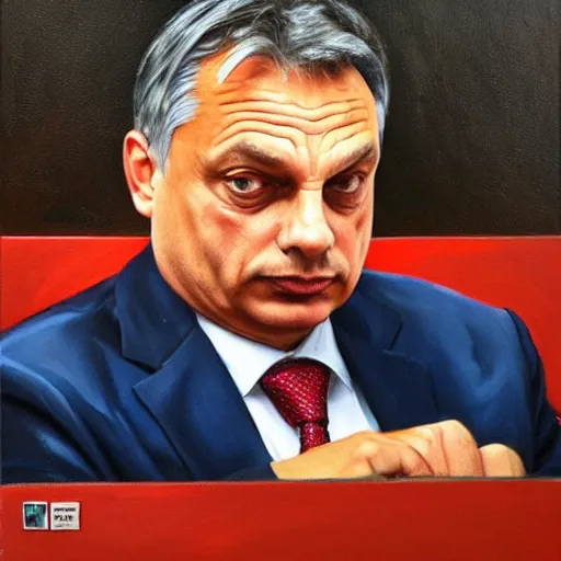 Image similar to viktor orban in a post office, oil painting