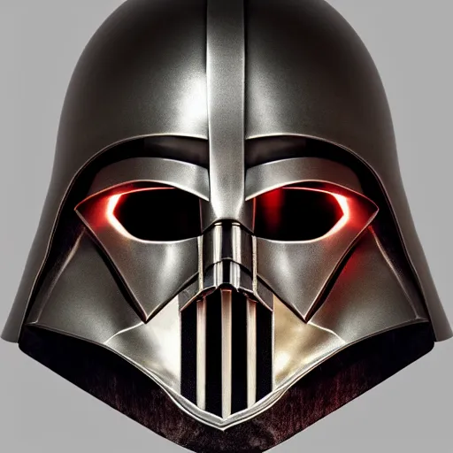 Image similar to realistic templar knight helm design inspired by darth vader, epic scale, character concept art, face symmetry, intricate accurate details, artstation trending, octane render, cinematic color grading, soft light, rule of thirds, golden ratio, like a professional model, cinematic, 8 k, clear.