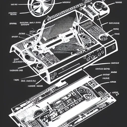 Prompt: exploded technical diagram of the most useless machine ever. highly detailed, vector drawing, very very precise, mechanical diagram, technical manual, 8 k, high resolution scan