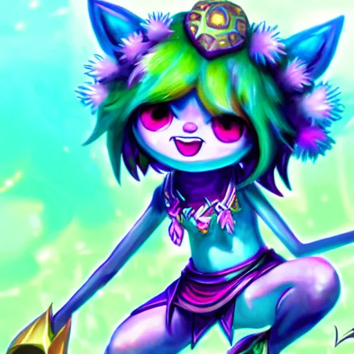 Image similar to Drawing of Neeko from League of Legends, League of Legends champion splashart, Riot Games