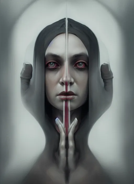 Image similar to octane render, unreal engine, symmetrical realistic, portrait, close - up, dark witch, painting by tom bagshaw, smooth, sharp focus