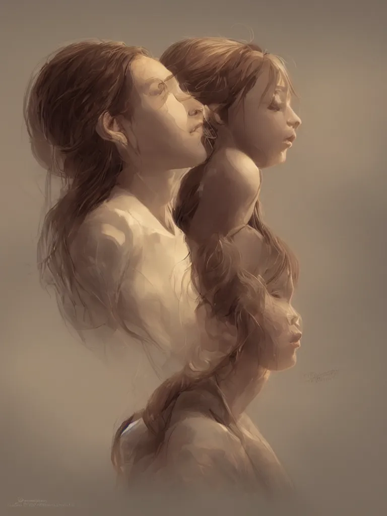 Prompt: holding my head in my arms, by disney concept artists, blunt borders, golden ratio, beautiful light