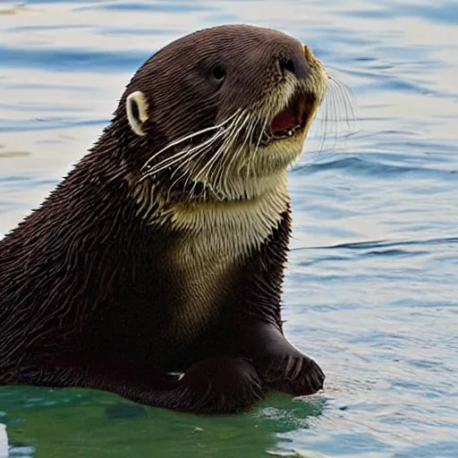 Image similar to sea otter with the face of nicolas cage
