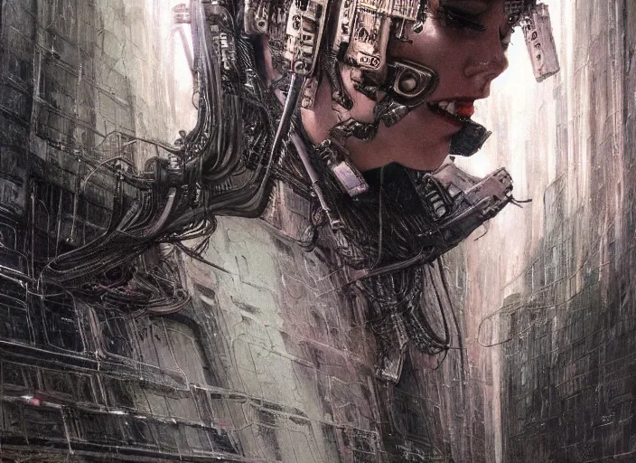 Image similar to highly detailed concept art of neuromancer characters, dystopian post - apocalyptic retrofuturistic vibe, an ultrafine detailed painting by art by hans giger and wayne barlowe, trending on deviantart, pop surrealism, whimsical, lowbrow, perfect symmetrical face, sharp focus, octane, masterpiece