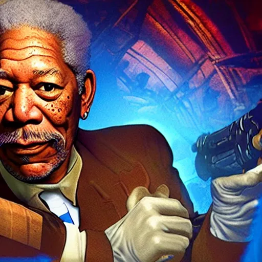 Image similar to morgan freeman in bioshock infinite