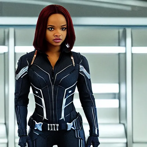 Image similar to kyla pratt as black widow in avengers endgame