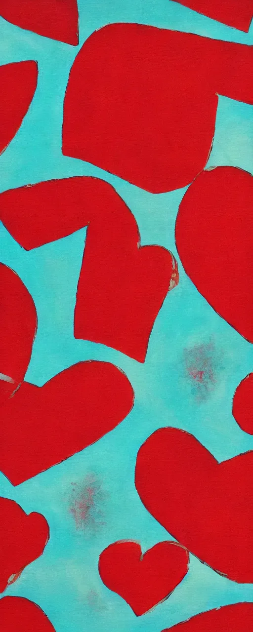 Prompt: fabric red pattern, abstract painting, pain, love, shapes and rounds