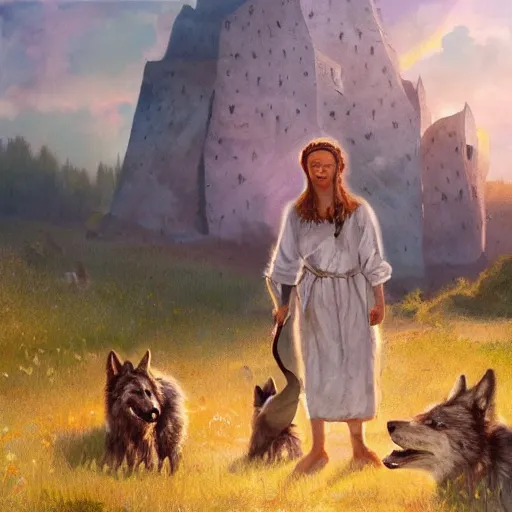 Prompt: midsommar alternate stories : the wolf, oil painting, ultradetailed, artstation, ultradetailed, digital painting, ultradetailed