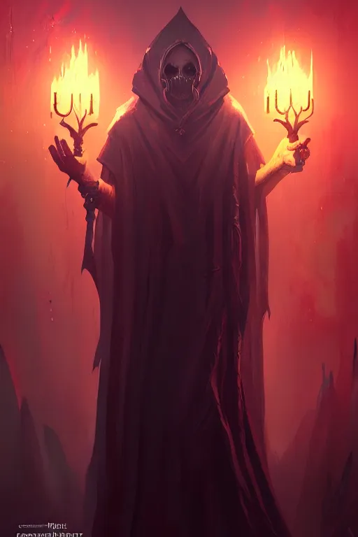 Image similar to greg rutkowski poster. necromancer