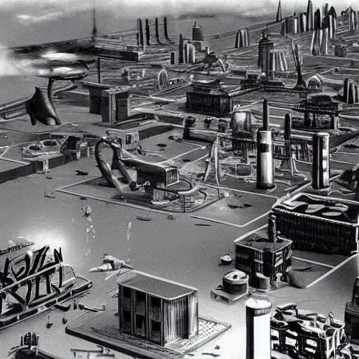 Prompt: phot of an atompunk city