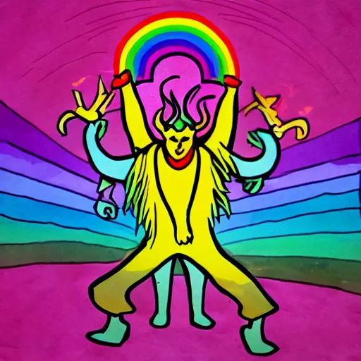 Image similar to satan dancing in a disco, pride, lgbtqa,