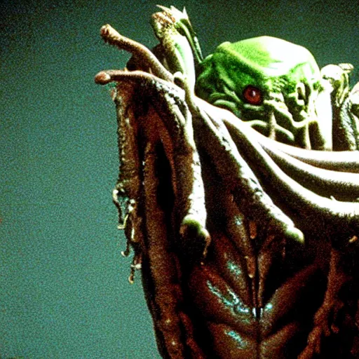 Prompt: a film still of Cthulhu in a David Cronenberg's film