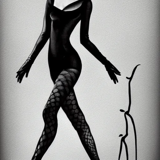 Image similar to adriana lima wearing wolford tights and loubouton heels, an ultrafine detailed painting, centered full body, featured on deviantart, fantasy art, detailed painting, anime