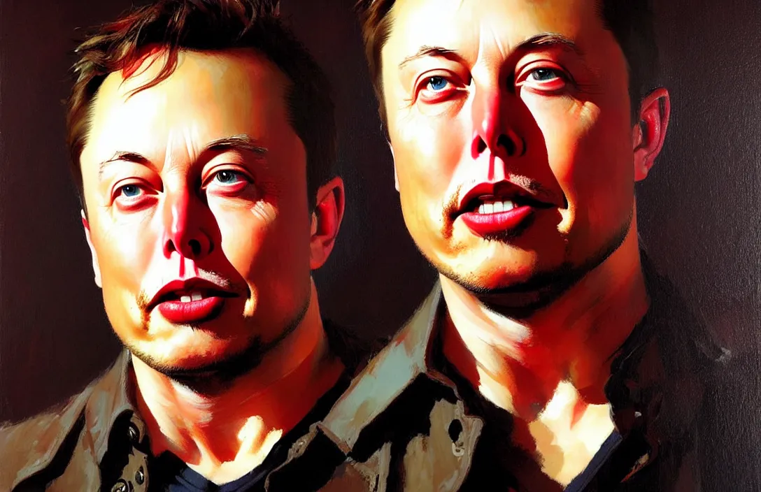 Prompt: portrait of elon musk!!!!!!!!!!!!!!!!!!!!!!!!!!!, detailed face, detailed painting,, epic lighting, by ilya repin, phil hale and kent williams