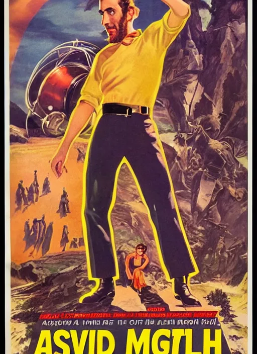 Prompt: asmongold in 1 9 5 0 s pulp sci - fi movie poster, retrofuturism, highly detailed, mgm studios, david klein, reynold brown