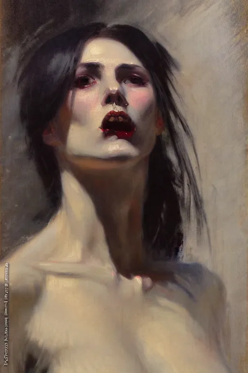 Prompt: impressionist brushstrokes!!!! giger and artgerm and richard schmid and jeremy lipking victorian loose genre loose painting full length portrait painting of a victorian male vampire