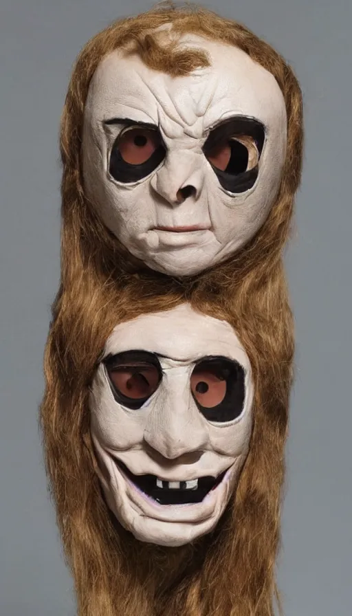 Image similar to a 1 9 8 0's halloween mask that looks like a celebrity