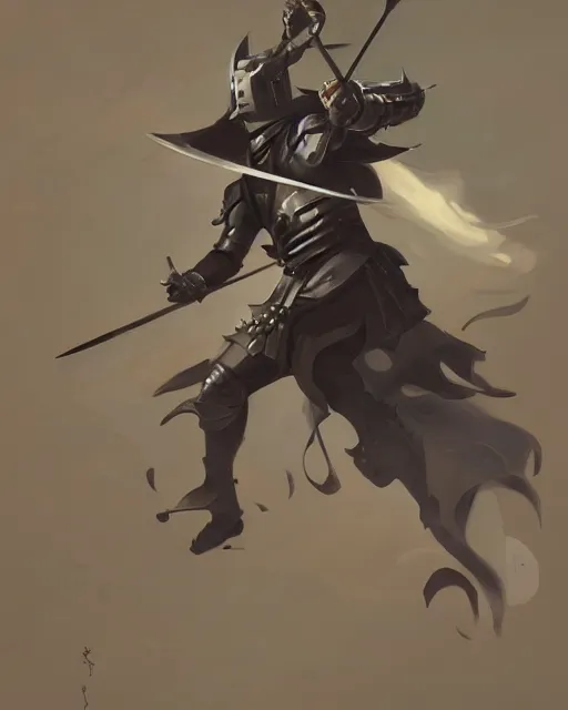 Prompt: action portrait of a knight dancing with swords, 4K trending on artstation by peter mohrbacher