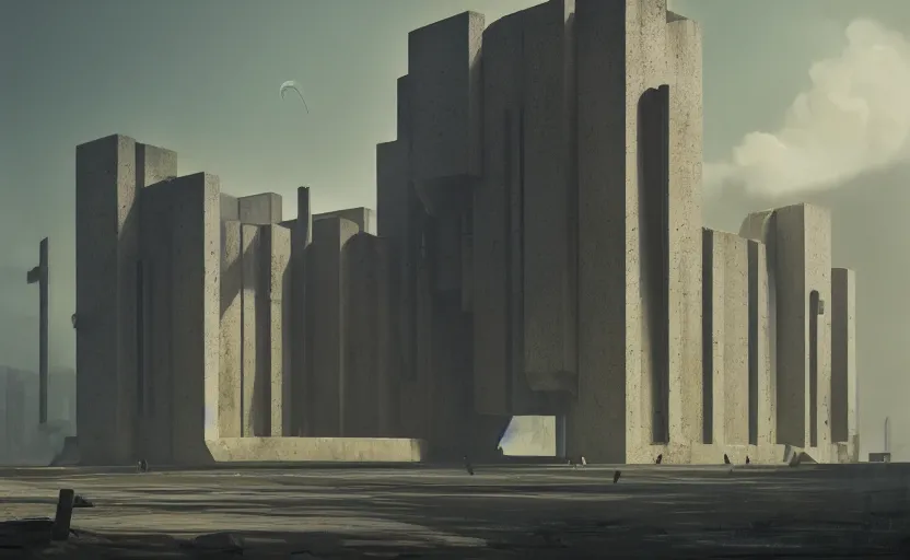 Image similar to exterior shot of utopian english brutalist persian stronghold architecture with cinematic lighting by zaha hadid peter zumthor and renzo piano and, darek zabrocki and greg ruthkowski, simon stalenhag, cinematic, holy place, paradise, scifi, futurism, atmospheric, concept art, artstation, trending on artstation