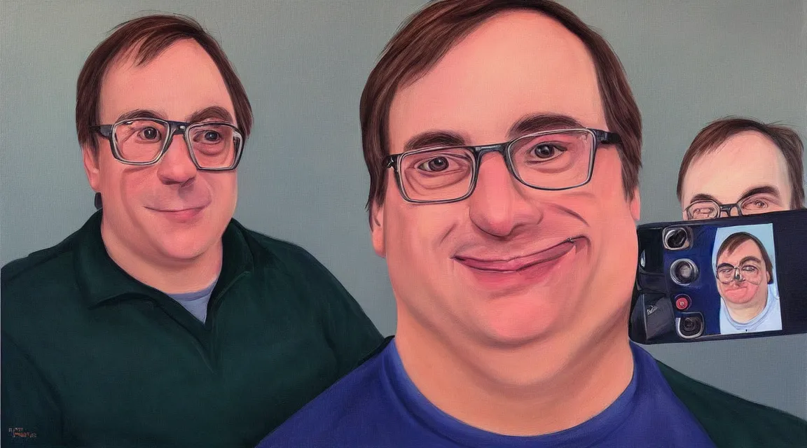 Image similar to selfie of Linus Torvalds painted by fernando botero, instagram selfie, facebook profile