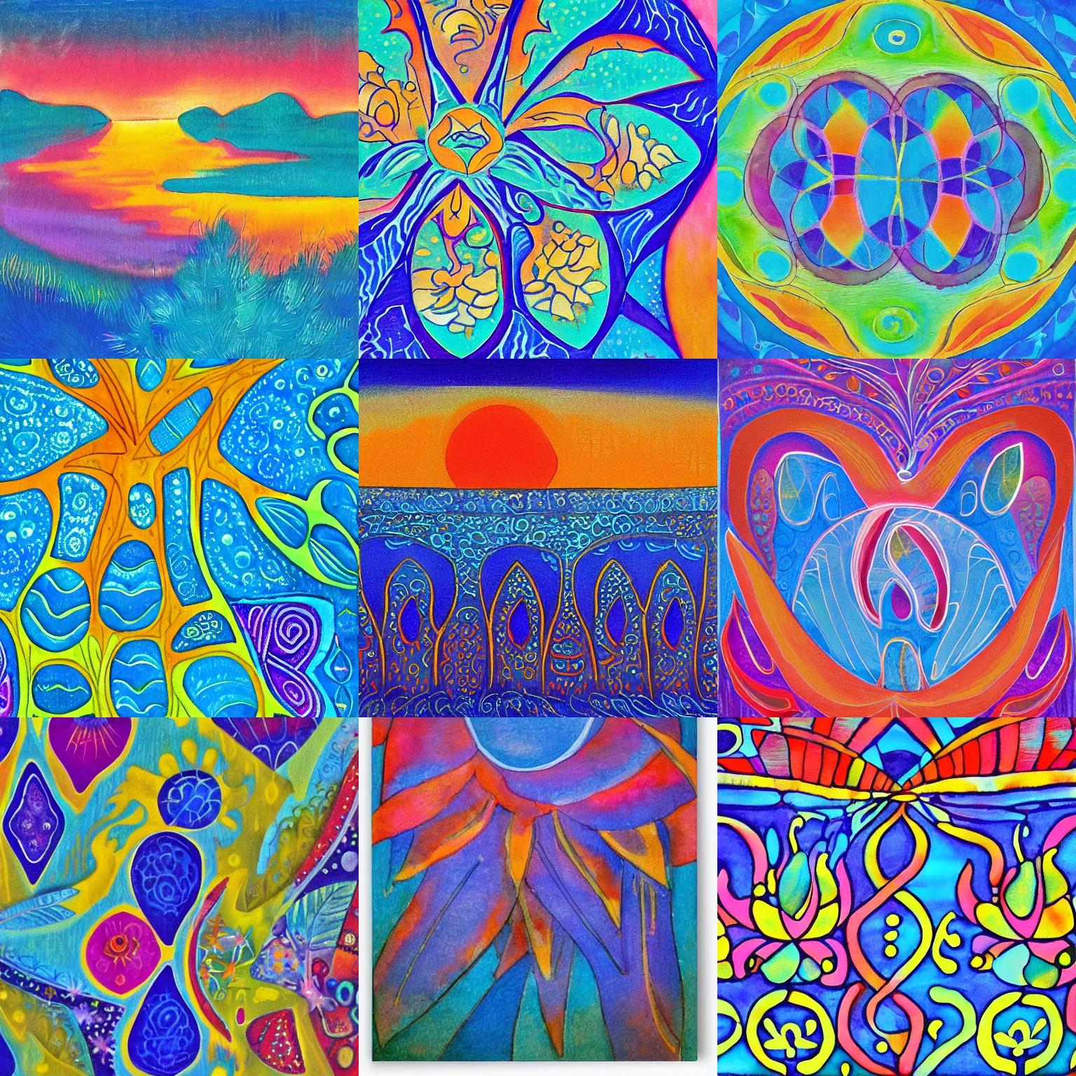 Prompt: closeup fantasy with water magic, at gentle dawn blue light, by laurel burch