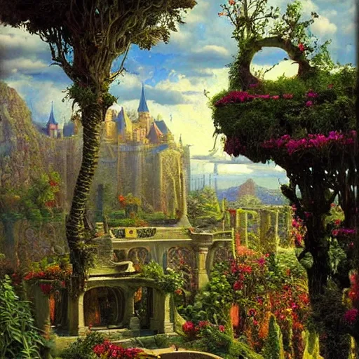 Image similar to paint surrealist 👁🏰🍄, ferdinand knab