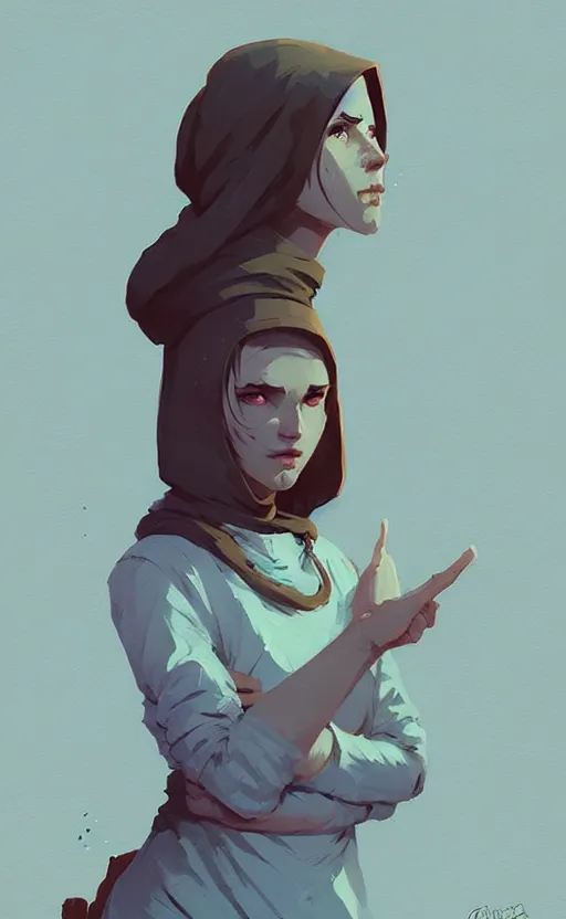 Image similar to female slavic healer by atey ghailan, by greg rutkowski, by simon stalenhag, by greg tocchini, by james gilleard, by joe fenton, by kaethe butcher dynamic lighting, gradient light blue, brown, blonde cream and white color scheme, grunge aesthetic