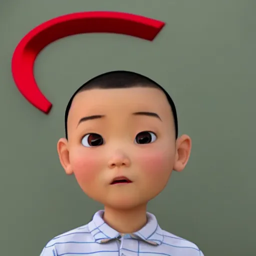 Prompt: chinese boy with buzz cut pixar style