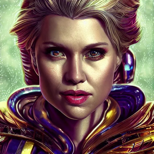 Prompt: hyperdetailed portrait of kate mckinnon made of iridescent metals, shiny gems, inspired by ross tran and wlop and masamune shirow and kuvshinov, concept art, intricate, photorealistic, octane render, rtx, hdr, unreal engine, dnd digital art by artgerm,