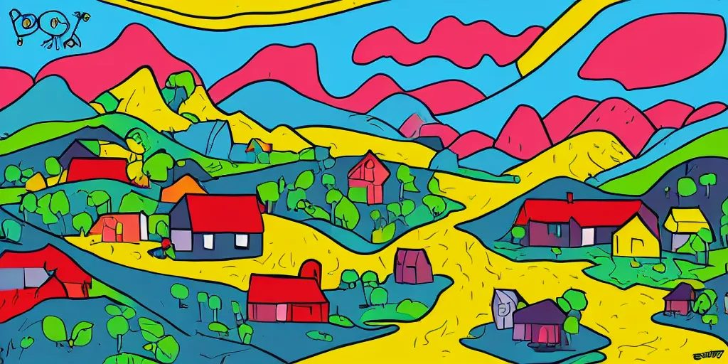 Image similar to pop art landscape illustration