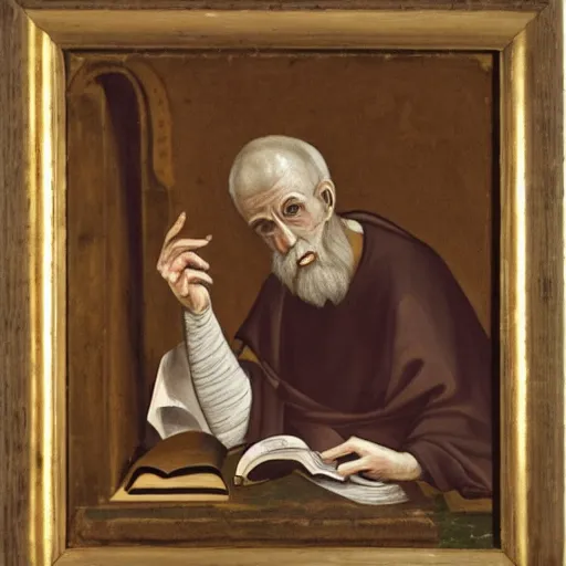 Prompt: painting of St. Jerome wearing a cast