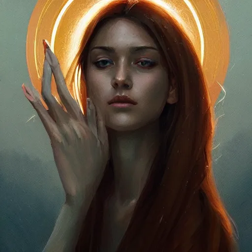 Image similar to symmetry!! portrait of paint with jazza as a saintwith an halo, golden hour, intricate, elegant, highly detailed, digital painting, artstation, concept art, smooth, sharp focus, illustration, art by artgerm and greg rutkowski and alphonse muchca, watercolours