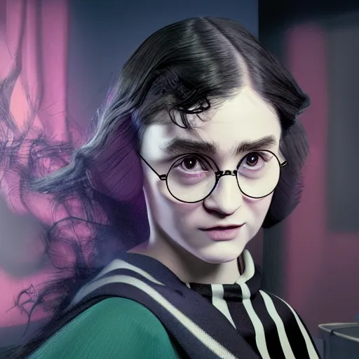 Prompt: harry potter inspired avant - garde art, deco fashion, highly detailed, photorealistic portrait, bright studio setting, studio lighting, crisp quality and light reflections, unreal engine 5 quality render