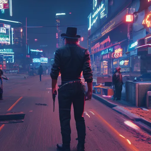 Image similar to Amish revenge in Cyberpunk 2077. CP2077. 3840 x 2160