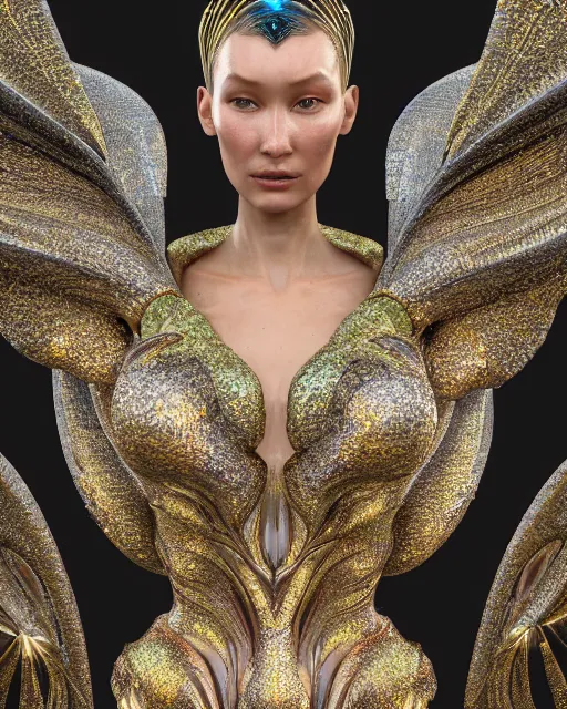 Prompt: a highly detailed metahuman 4 k close up render of an alien goddess bella hadid monument heaven in iris van herpen dress schiaparelli in diamonds crystals swarovski and jewelry iridescent in style of alphonse mucha gustav klimt trending on artstation made in unreal engine 4