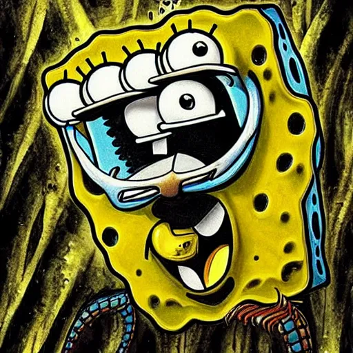 Prompt: spongebob by H.R. Giger