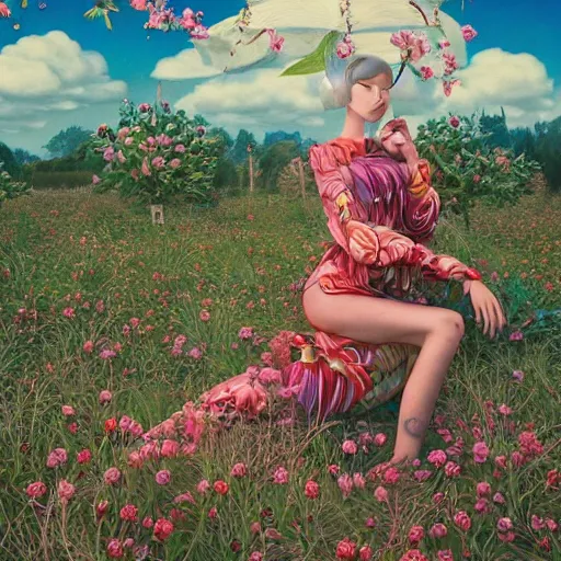 Prompt: pretty model with orchards and clouds : : by martine johanna and simon stalenhag and chie yoshii and casey weldon and wlop : : ornate, dynamic, particulate, rich colors, intricate, elegant, highly detailed, vogue, harper's bazaar art, fashion magazine, smooth, sharp focus, 8 k, octane render