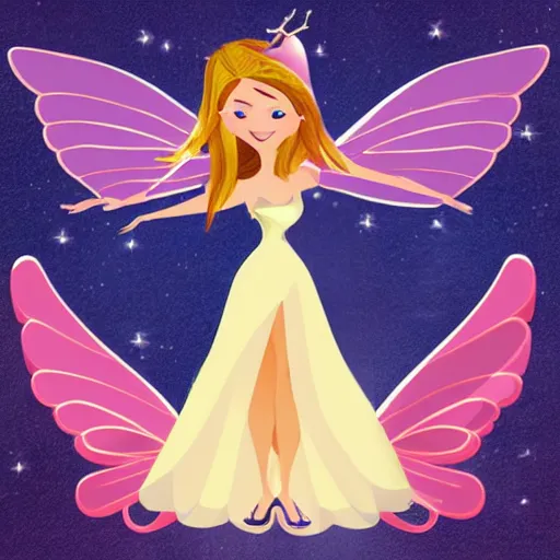 Prompt: beautiful fairy with wings, cartoon style