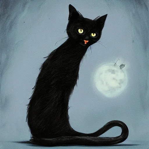 Image similar to a black cat in the style of esao andrews