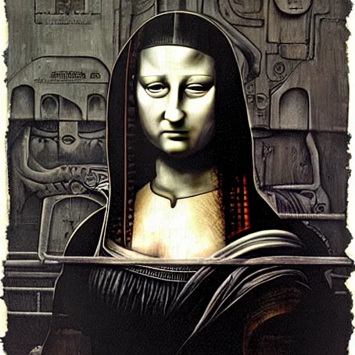 Image similar to giger, h. r. - monalisa in the style of giger, h. r. by giger, h. r.