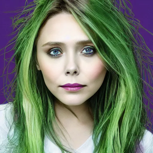 Prompt: elizabeth olsen with [ broccoli hair ]!!!!, trending on artstation, 4 k quality, intricate