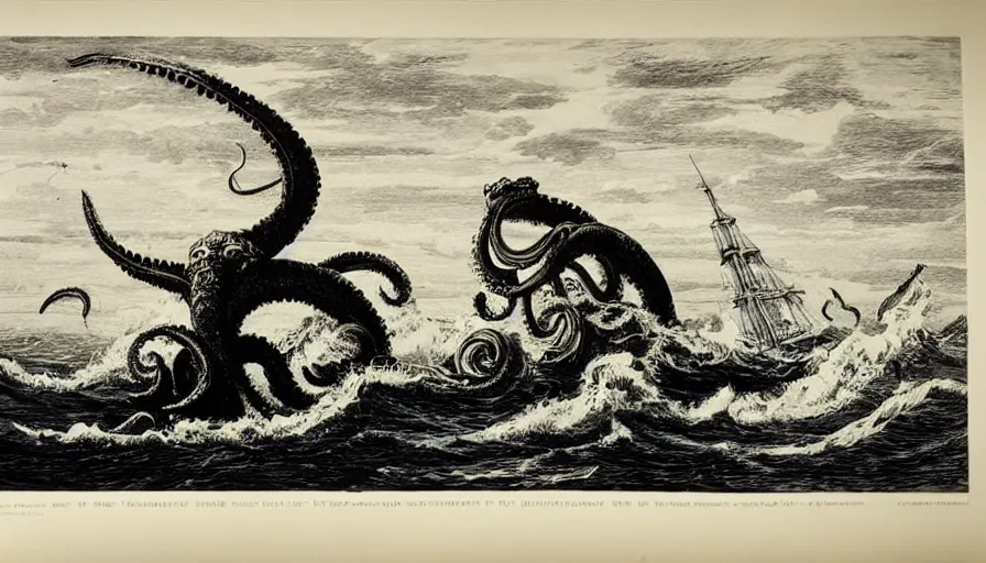 kraken sinking a ship