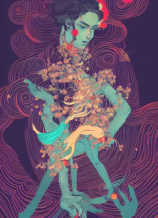 Image similar to beautiful illustration of apollo, in the style of james jean and victo ngai and sam spratt, mystical colors, trending on artstation