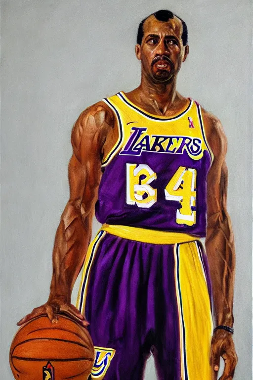 Image similar to full body portrait of the dictator of the los angeles lakers, 1 9 5 5, in full military garb, oil on canvas by william sidney mount, trending on artstation