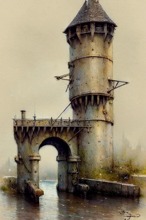 Prompt: (((((1950s castle drawbridge . muted colors.))))) by Jean-Baptiste Monge !!!!!!!!!!!!!!!!!!!!!!!!!!!