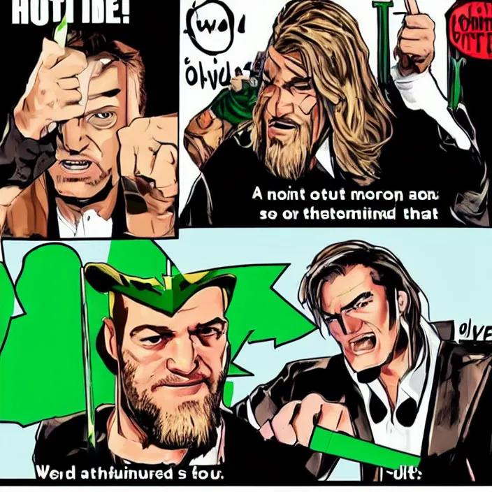 Prompt: quentin tarantino giving up vote, green arrow up, giving thumbs up. without characters. white background. meme format.