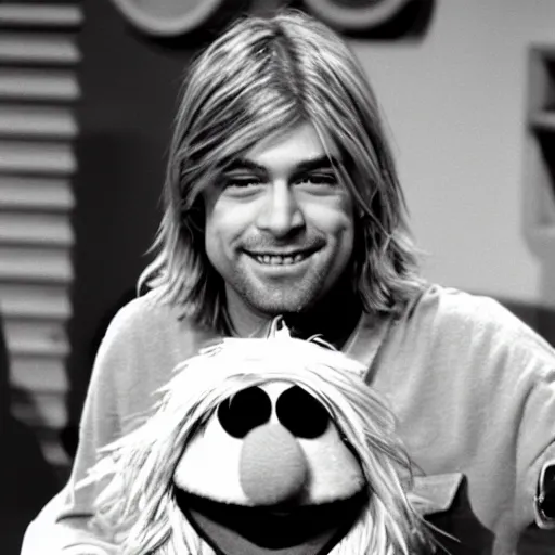 Prompt: Kurt Cobain on Sesame Street, 1982